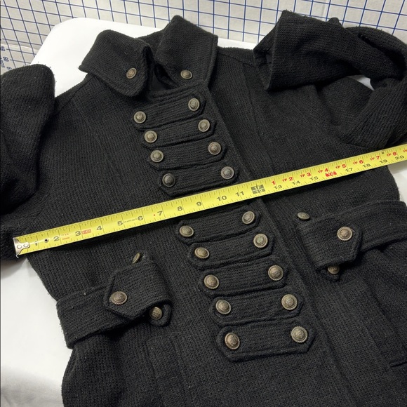 Black Military-Style Button Front Knitted Blazer - Picture 12 of 14